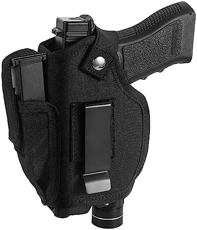LandFoxtac Gun Holster with Laser/Light, IWB/OWB Concealed Carry Pistols Holster with Mag Pouch Fits Most 9mm 380 45ACP, Gun Holsters for Men and Women Left/Right Hand, for Glock, S&W, Sig, and More