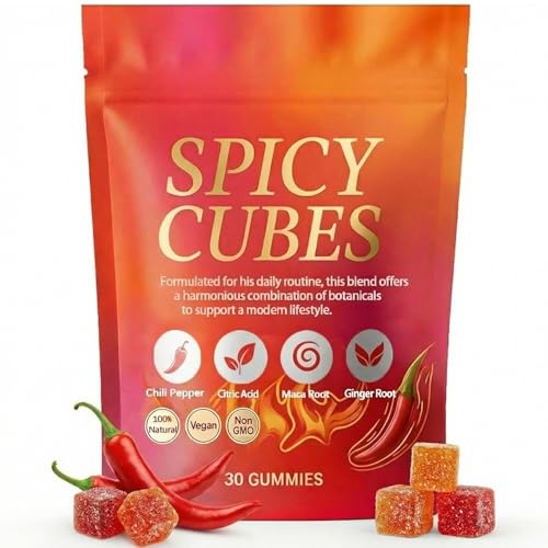 PurrVita Spicy Cubes Hot Peach GummiesNatural Chili Flavor, Herbal Supplement 30 Count Pack