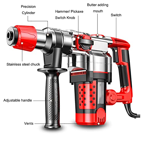 2200W Bohrhammer Heavy Duty, SDS-Plus Schlaghammer Mit Vibrationskontrolle, Inklusive Flachmeißel, Spitzmeißel Und 4… – Bild 7