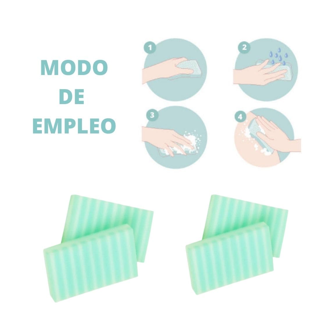 Obulco Belleza - Esponjas Jabonosas Desechables de un Solo Uso - Esponjas de Baño con Gel de Aloe Vera Dermatológico Hipoalergénico - Uso Adulto Bebé y Niño Sin Apena Agua - 20 unidades