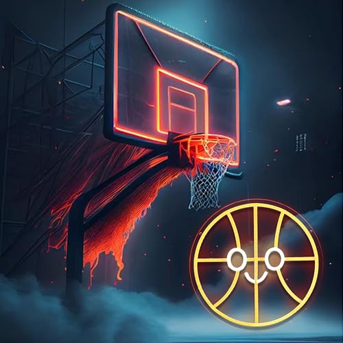 Image of Basketball Neon Sign Basketball Neon Light LED Neon Sign for Wall Decor Dimmable LED Neon Light for Bar Restaurant Music Concert Man Cave Wall Art 12.6 * 12.6IN