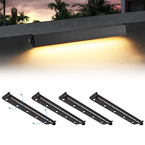 4-Packs 5W 12 Inch LED Hardscape Paver Lighting,12V AC/DC Low Voltage Retaining Wall Lights,LED Landscape Lighting,2700K Soft White Outdoor Step Light,50,000 Hours Lifespan-Black