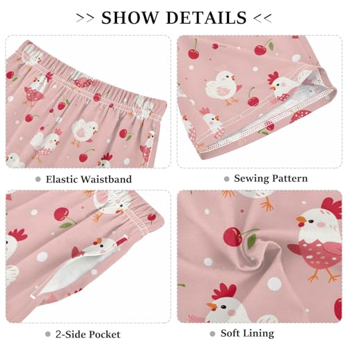 ALAZA Cute Chicken Cherry Pajama Shorts Sleep Shorts Pant Lounge Pajama Bottoms Elastic Waist with Pockets3