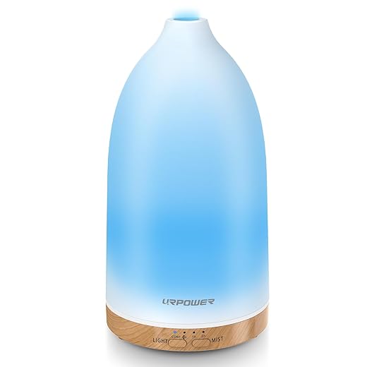 URPOWER 2nd Version Essential Oil Diffusers,Aroma Essential Oil Cool Mist Humidifier with Adjustable Mist Mode,less Water Auto Shut-Off and 7 Color Lights Changing for Home Office Baby