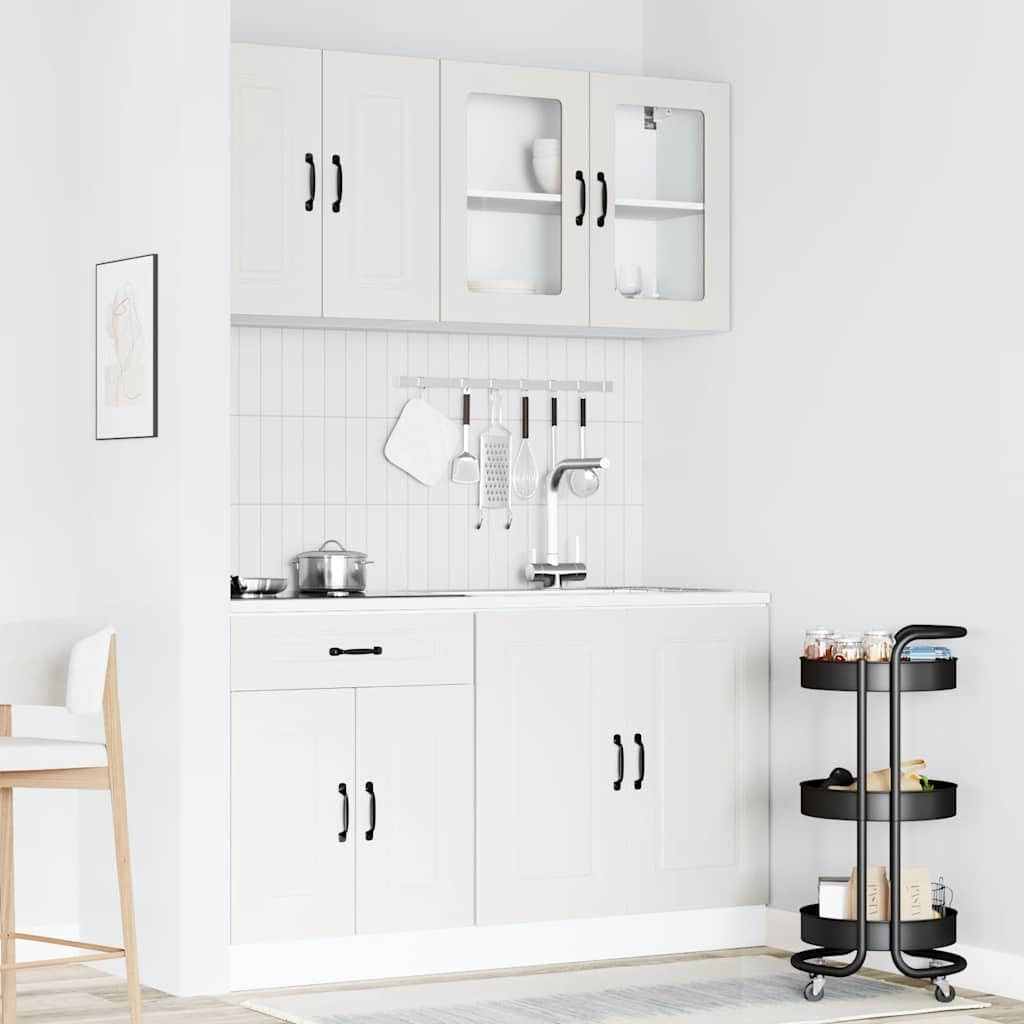4-TLG. Küchenschrank-Set Kalmar in Weiß, Moderne Küchenzeile aus Holzwerkstoff, Kompakte Einbauküche mit Hängeschränken und Unterschränken für Viel Stauraum in Kleinen Küchen