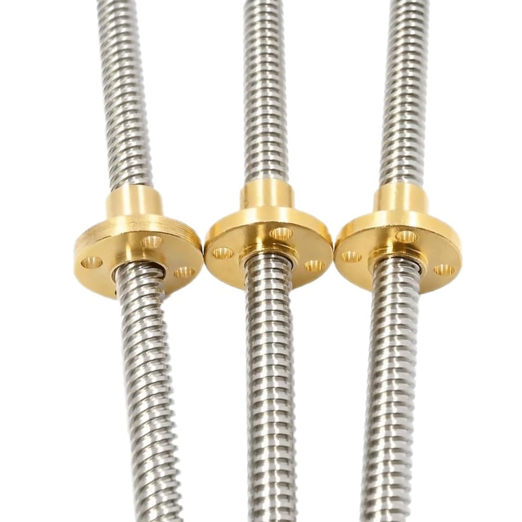 Tornillo trapezoidal de acero inoxidable T12 de 12 mm, tornillo de paso de 2 mm con tuerca de latón, 1 pieza(100mm)