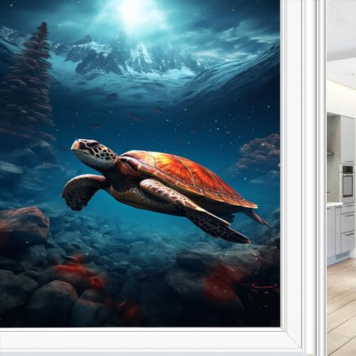 Vinilo para ventana con diseño de tortuga moderna 17.7x23.6 pulgadas