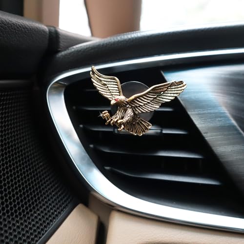 Image of ORIESSE Vintage Eagle Car Air Freshener Vent Clips,2pcs Alloy Golden Hawk Vent Clips Car Accessories,Refillable Car Diffuser with Felt Mads
