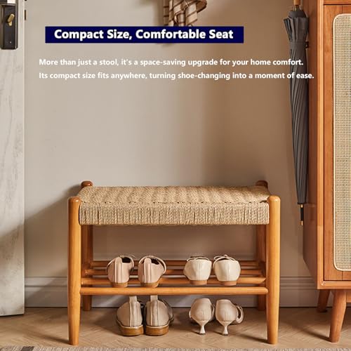 Taburete multifuncional de madera maciza de 34 cm contra el desorden 6