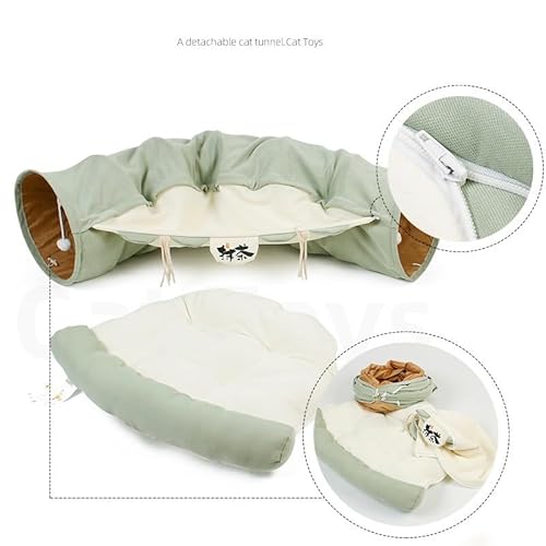 Cama tipo túnel para gatos, tubo acolchoado macio e grosso com brinquedos para gatos pequenos, médio