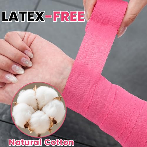 Image of NUITPY 6 Pack Athletic Tape, Pink Sports Tape, Easy Tear Wrist Tape, Strong Adhesion Tapes for Boxing, Gymnastics, Hockey, Soccer, Lacrosse and First Aid