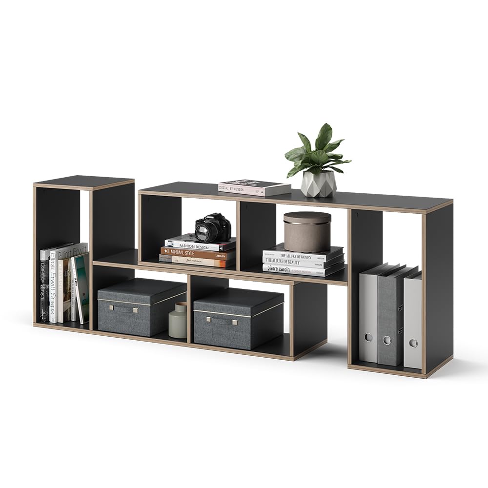 Vicco Regał na książki "Tetrix", Antracyt, 112.8 x 56.4 cm | Zestaw 2 sztuk, pour le rangement et la présentation de livres et de décorations