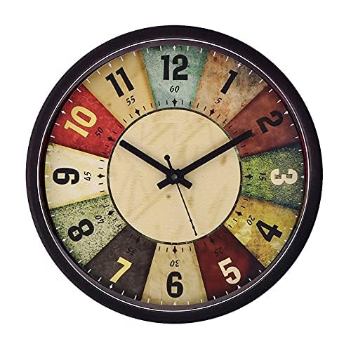 Zoliva Wall Clock 12" Silent Quartz Decorative Latest Wall Clock Non-Ticking Classic Clock Battery Operated Round Easy to Read for Room/Home/Kitchen/Bedroom/Office/School (A4-Multi)