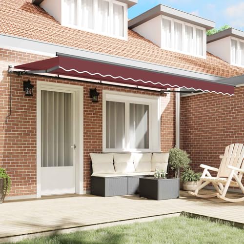 Store enrouleur bordeaux 350 x 200 cm à motif rayé résistant pour terrasse - 4