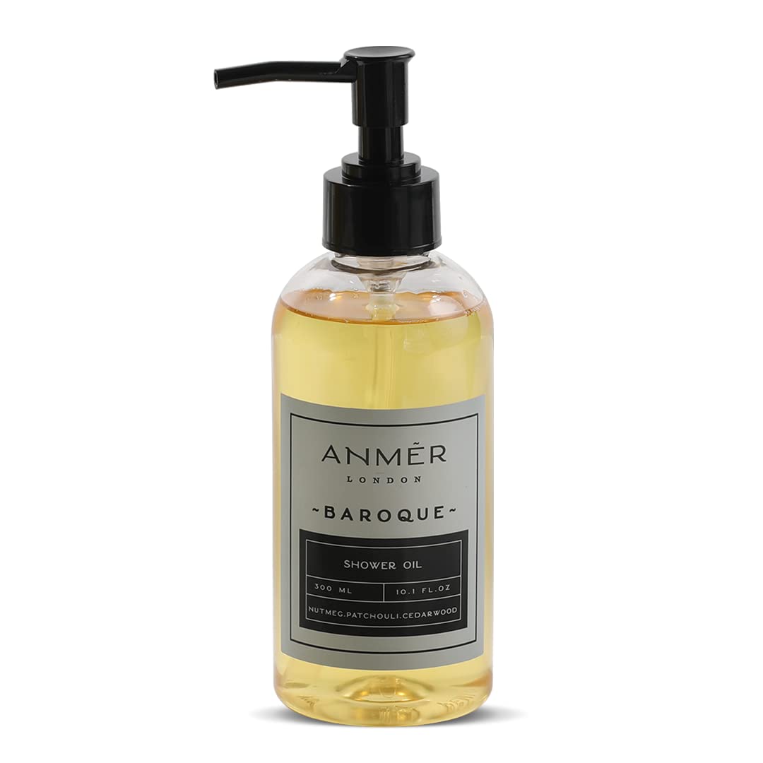 Anmer London Bath & Shower Oil (300ml) | Oil-Based Body Wash for All Skin Types | Soap-Free, Sulphate-Free & Phthalate-Free | Almond, Jojoba, Argan & Sunflower Oils | Deep Hydration & Moisturizing