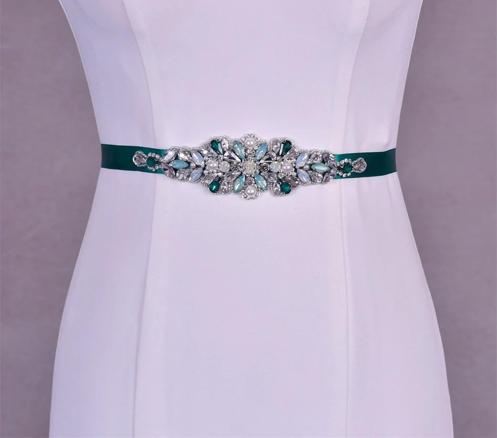 Cinturón de novia con diamantes de imitación para vestidos de noche formales, cinturón decorativo hecho a mano