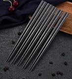 Gerhannery 5 Paires Lot De Baguettes En Fibre De Verre RéUtilisables, Passent Au Lave-Vaisselle, Pointe TexturéE En Alliage Pour La Maison, Les Restaurants (A motif)
