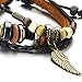 COOLSTEELANDBEYOND Angel Wing Multi-strand Brown Leather Bracelet for Men Women Tribal Leather Wristband Wrap Bracelet