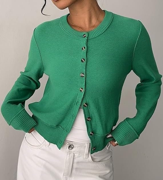 Sweetmoon Cropped Cardigan Sweaters for Women Lightweight, Knit Wool Button Up Cardigan, Fall Sweaters for Women Trendy - Image 2