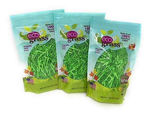 Green Paper Easter Basket Grass, eco grass: 3 Bags (1.25 Oz Each) - Made From 100% Recycled Paper