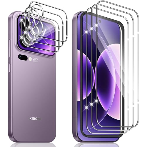 Hengnewro 3 Pièces Verre Trempé pour Xiaomi Mi 17 Pro Max avec 3 Pièces Caméra Arrière Protection Accessoire, 9H Dureté, Avec Outil D'alignement Facile,...