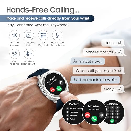 Image of Swiss Military DOM7 Smartwatch 1.43 inch AMOLED, Bluetooth Calling, Multi Language, Health & Sports Tracking, Wireless Charging, 7 Days Battery, IP67, iOS /Android Compatible, Silver Frame with Blue Strap