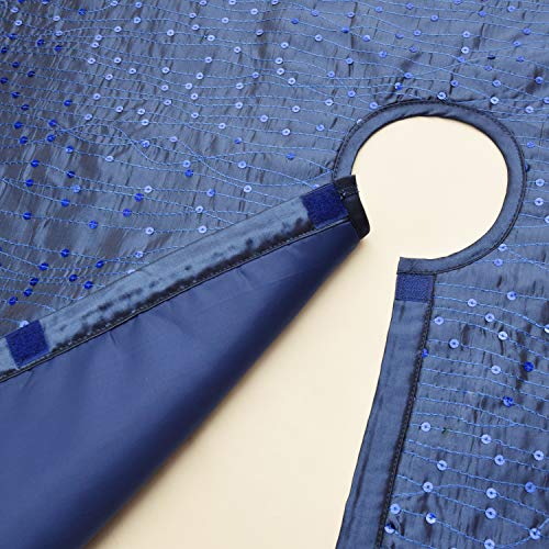 Gireshome Blue Sparkle Glitter Sequin Center,Faux Silk Stain Border Christmas Tree Skirt,Xmas Christams Holiday Party Decorations - 36Inch #TOP1
