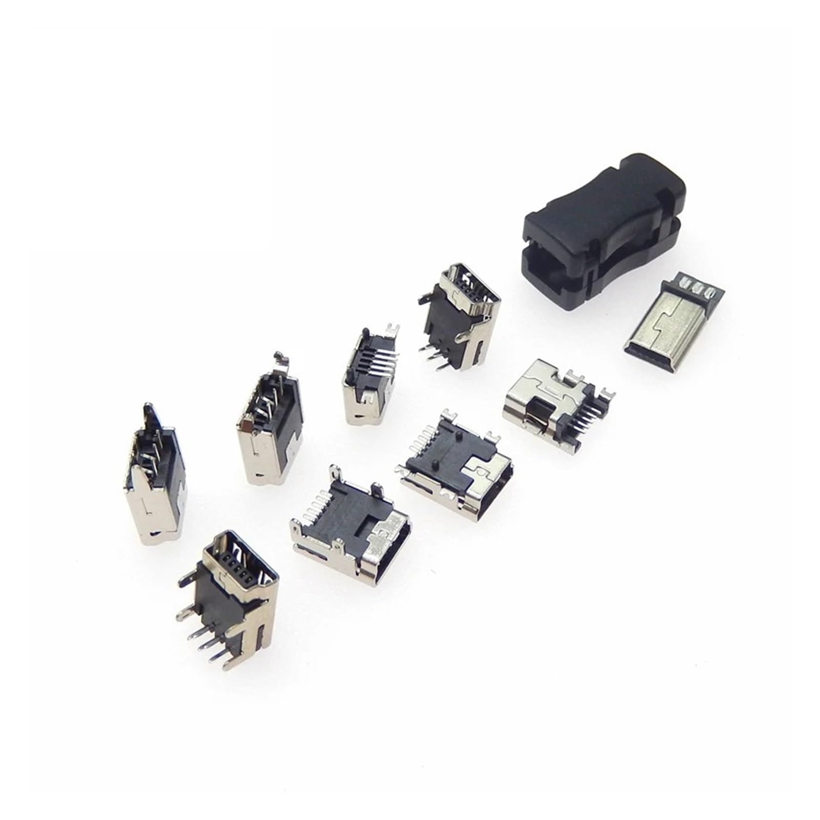 Zestaw 45/90 sztuk 9 mini USB SMT dip 5 pinów B złącze męskie żeńskie gniazdo wtykowe tylne zestawy zacisków do naprawy DIY HCHDTDT (45 sztuk)