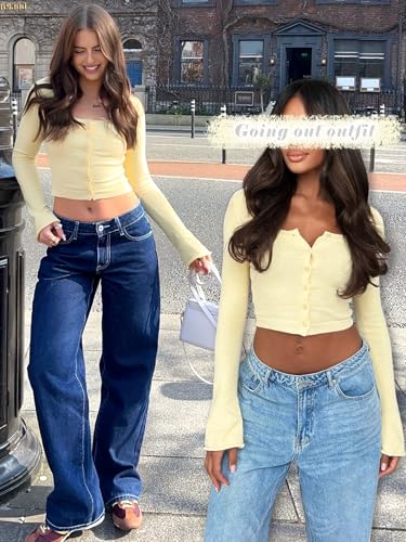 Fall Knit Cropped Cardigan Sweaters for Women Cozy Long Sleeve Going Out Top Button Open Front Light Short Cardigan2