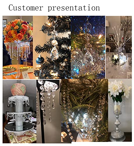 120Pcs Clear Acrylic Crystal Beads Drop Christmas Ornaments Tree Decorations Garland Chandelier Hanging Wedding Party Celebration Decor #TOP3