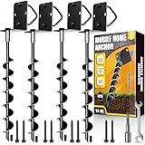 [UPGRADED] 14” Full Spiral Blade Mobile Home Anchor, 4 Pack Ground Anchor Screw in with L-shaped Brackets, U-bolts, Power Nut Driver, Earth Anchors High Wind Heavy Duty for Camping Tents, Swing Sets