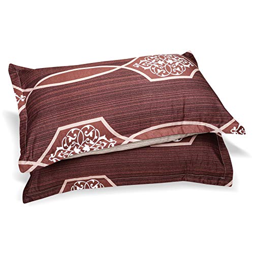 Image of Swayam Mercerized Pure Cotton King Bedsheet with 2 Pillow Covers | Size 108 x 108 inch | 250 TC | Ethnic Motifs Design | Soft Breathable Bed Sheet | Comfortable & Durable for Bedroom - Brown