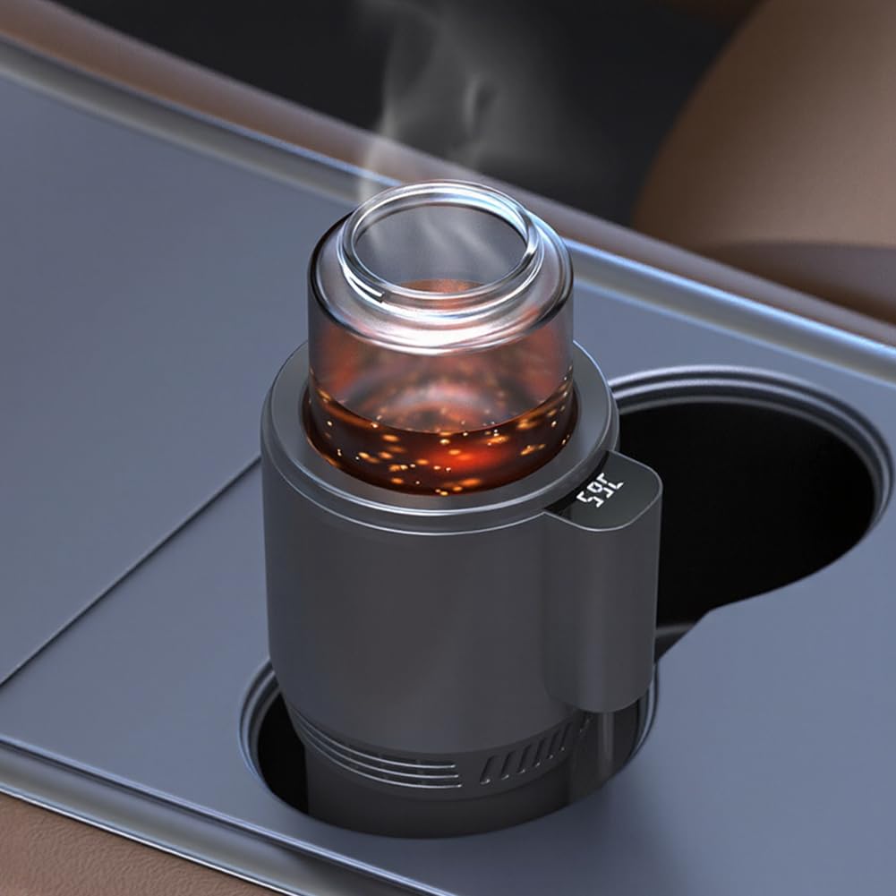 Portabicchieri portatile 2 in 1 per auto, per raffreddare e riscaldare, riscaldatore intelligente per bevande calde e fredde, per auto, ufficio, design compatto in ABS