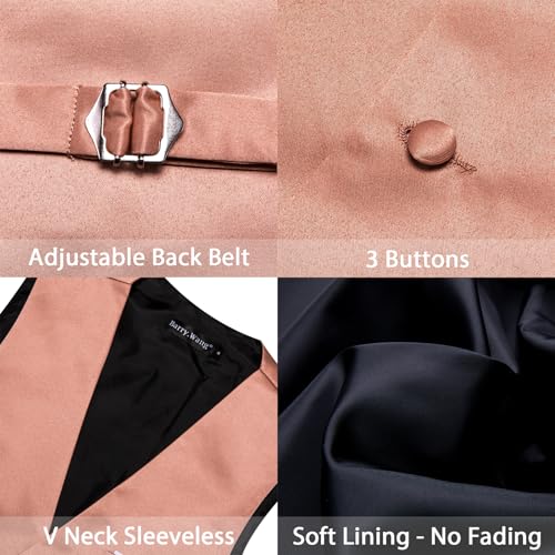 Image of Barry.Wang Mens Suit Vest Bow Tie Set 4PCS Formal V-neck Slim Fit Casual Solid Color Waistcoat Wedding Party Tuxedo
