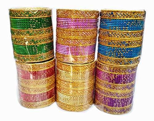 BN21 Yuktha Eternals Kids Multi Colors Party Wear Set Bangles - Assorted 6 Colors x 24 Bangles (144 Bangles) - Size 1.8 inches