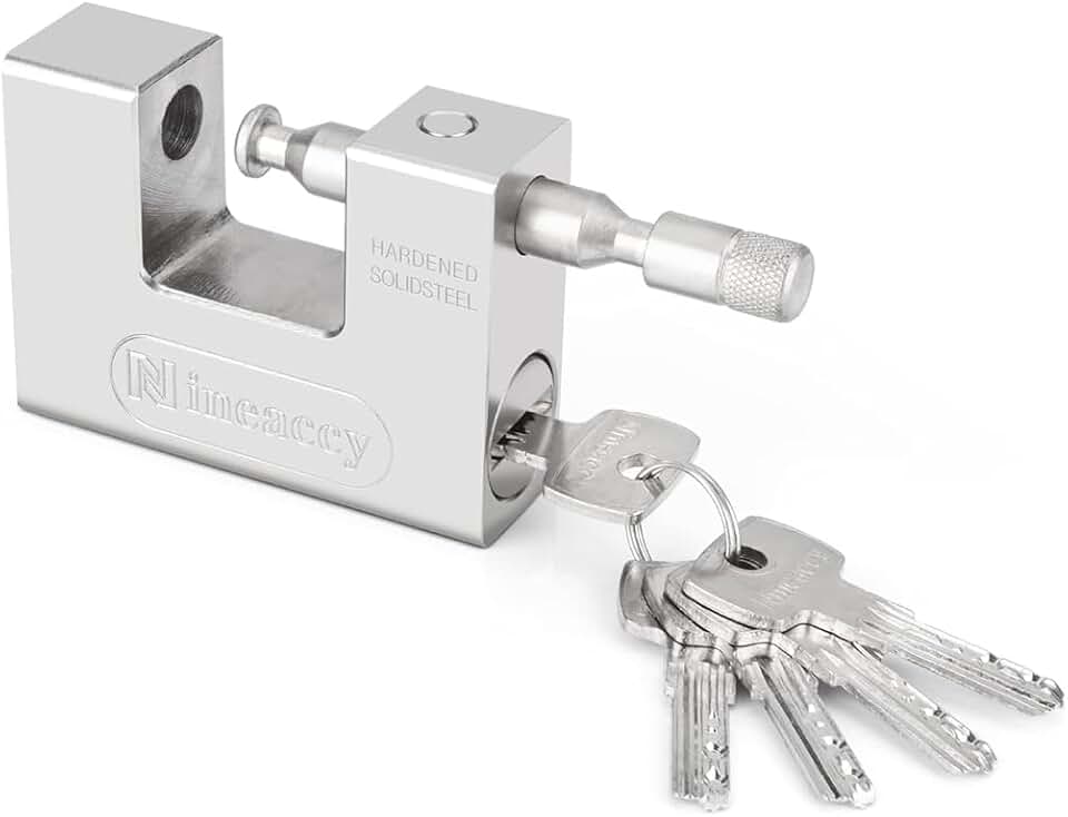 WDFAACK 5 Keys Super Silver Heavy Duty Padlock Lock for Garage Warehouse Shipping Container