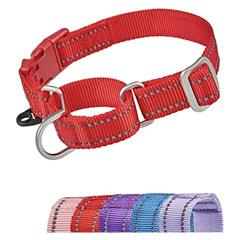 YUDOTE Reflective Martingale Dog Collars Escape-proof Anti-pull Training Coller with Safety Quick Release Buckle for Narrow Head Canines Ease Walking,Small Red Cover
