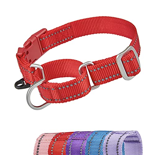 YUDOTE Reflektierende Martingale Hundehalsbänder,ausbruchsicheres Anti-Zug-Trainingshalsband mit Sicherheits-Schnellverschluss für schmale Kopfhunde erleichtern das Gehen,Mittel,Rot
