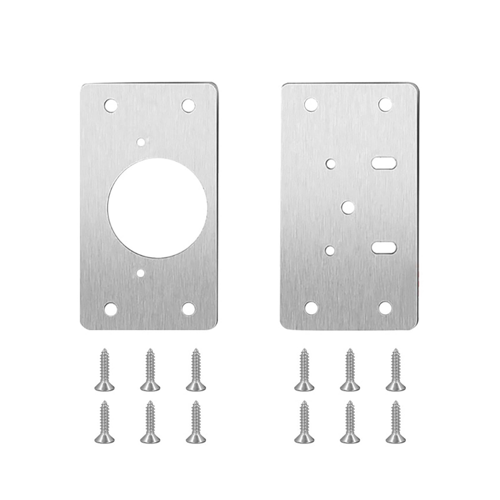 Meytxoa 2Pcs(1Pairs) Hinge Repair Plate Stainless Steel Hinge Fixing Plate Kit Door Mounting With Holes Repair For Home Kitchen Cupboard Furniture(2Pcs(1Pairs))