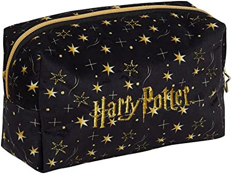 Harry Potter Make Up Bag for Women Girls Pencil Case Black Velvet Cosmetic Toiletries Bag Travel Accessory Deathly Hallows Gift