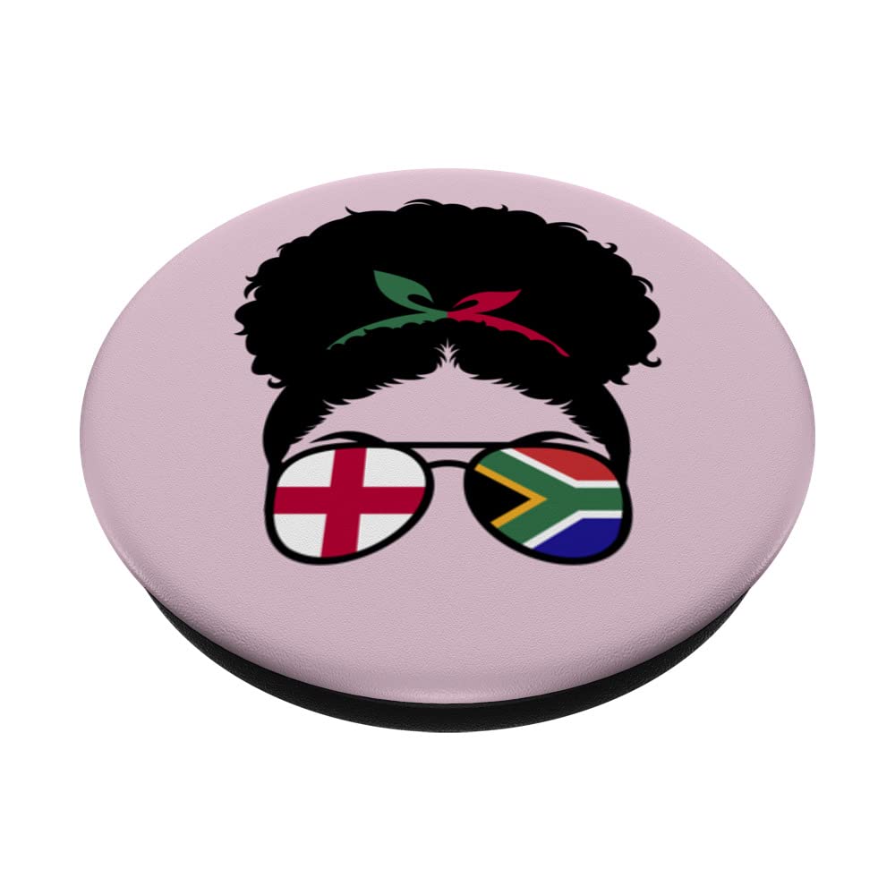 England South Africa Mix Afro Half English half South Africa PopSockets Swappable PopGrip, Black - Image 2