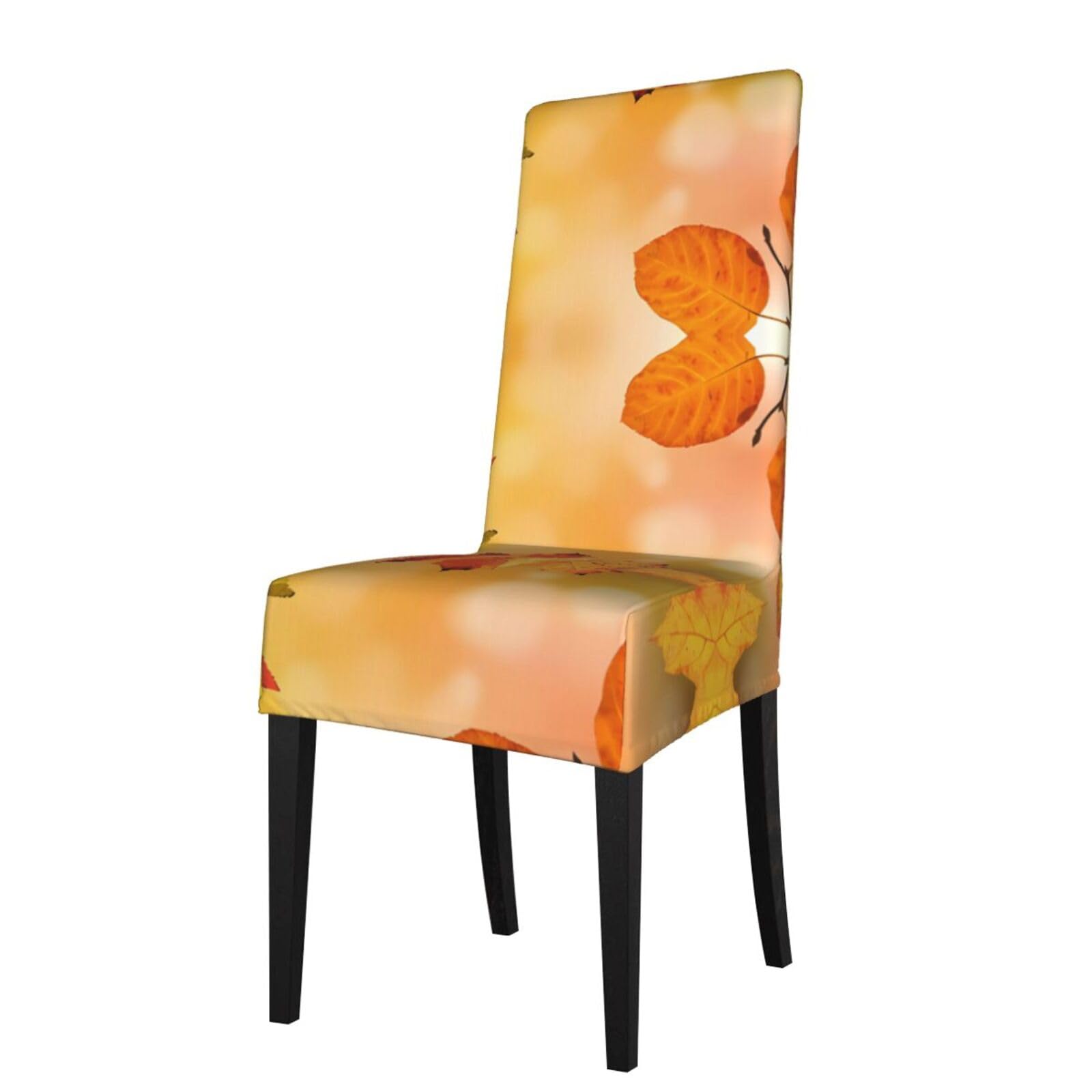 WHJDPP Autumn Prints Dining Chair Throw Covers – Stretchy & Wrinkle-Resistant Seat Layers for Home, Hotel, and Event Decor