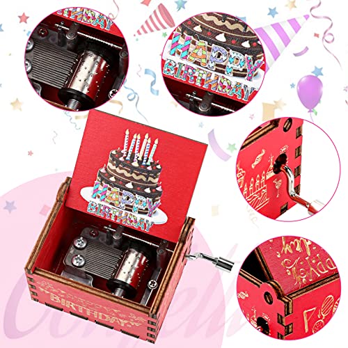 Cobee Happy Birthday Handkurbel Spieluhr, Mini Holz Spieluhr Bunte Handkurbel Vintage Gravur Spieluhren handbetriebenes Geburtstagsgeschenk für Familie Freund Liebhaber Kollegen Klassenkamerad