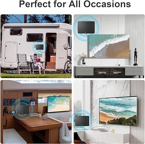 TV Antenna, TV Antenna Indoor, HD TV Antenna for Smart TV and Old TV,TV Antenna for Local Channels,Support 4K 1080p with Signal Booster Antenna TV Digital HD Indoor, 18FT Coax HDTV Cable - Thumbnail 5