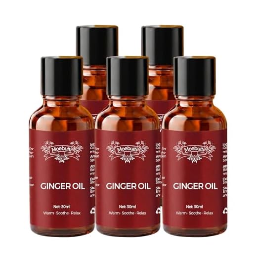 Ginger Massage Oil, Ginger Oil Lymphatic Drainage Massage, Ginger Essential Oil for Swelling and Pain, Hair, Massage, Skin (1 Fl Oz (Pack of 5))