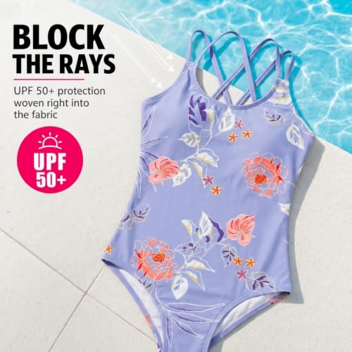 Image of Kanu Surf Girls' Reese UPF 50 Beach Sport Criss-Cross One Piece Swimsuit