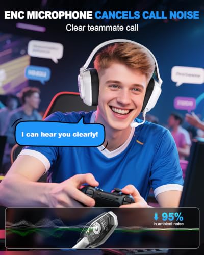 Image of Wireless Gaming Headset for PC, PS5, PS4, Switch & Mac, 2.4GHz Ultra-Low Latency & Bluetooth Gaming Headphones with Noise Canceling Mic, 3D Stereo Lossless Audio for Nintendo 64 Accessories