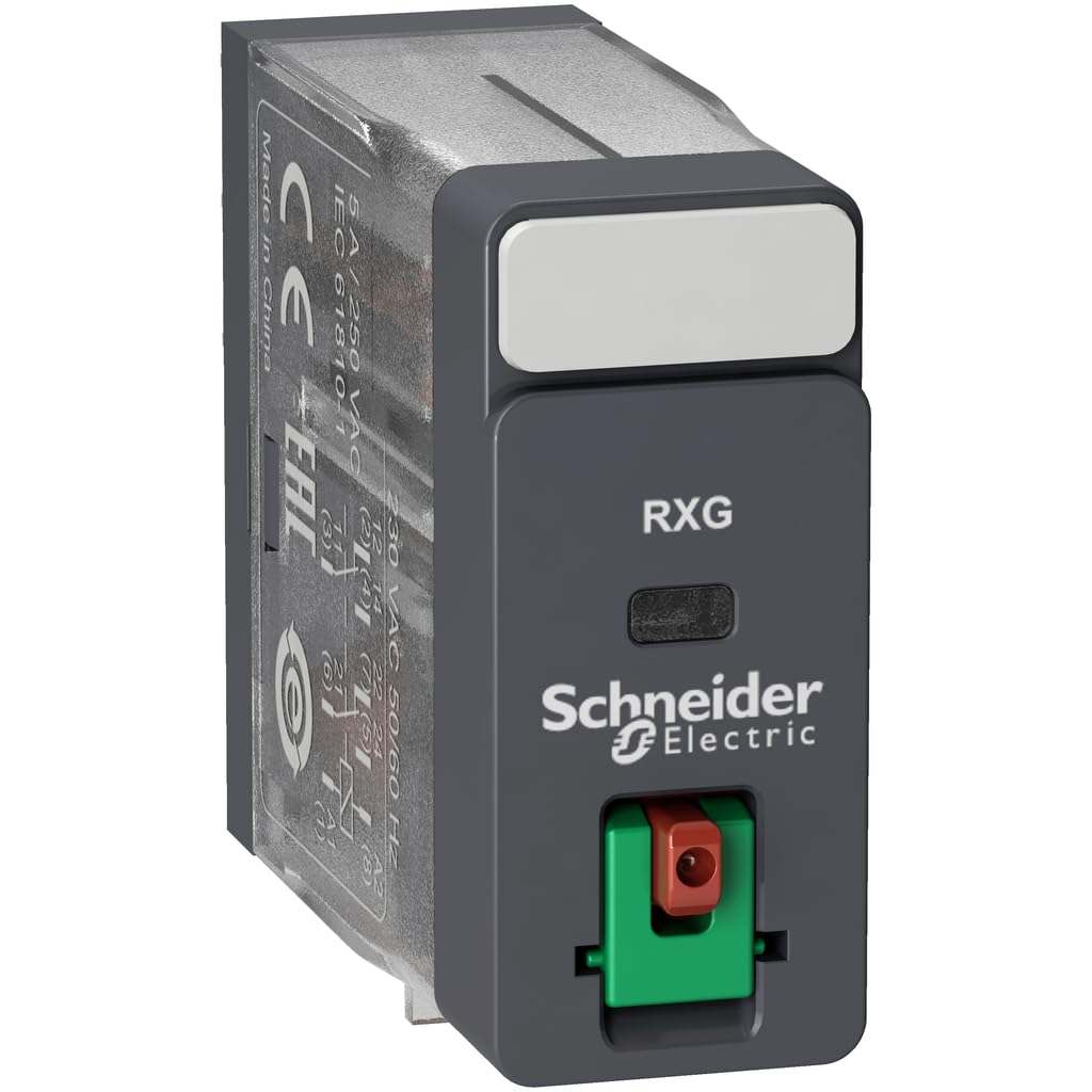 Schneider Electric interface plug-in relay - Zelio RXG - 2 C/O standard - 24V AC - 5A - with LTB, RXG21B7