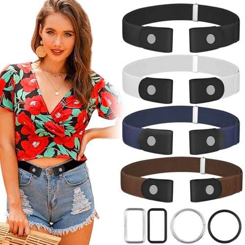 No Buckle Belts for Women, Elastic Belts for Women, Comfortable Womens Belts for Jeans, Stretch Belts for Women