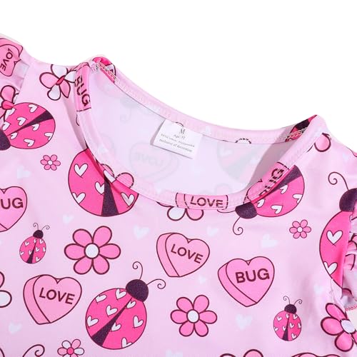 Toddler Girl Heart PatternOutfit Dress Kids Love Heart Ruffle Boutique Party Dress Spring Summer Clothes Dress 2-8Y2